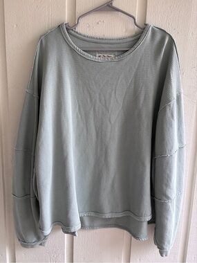 We The Free Light Blue Ribbed Pullover Sweatshirt